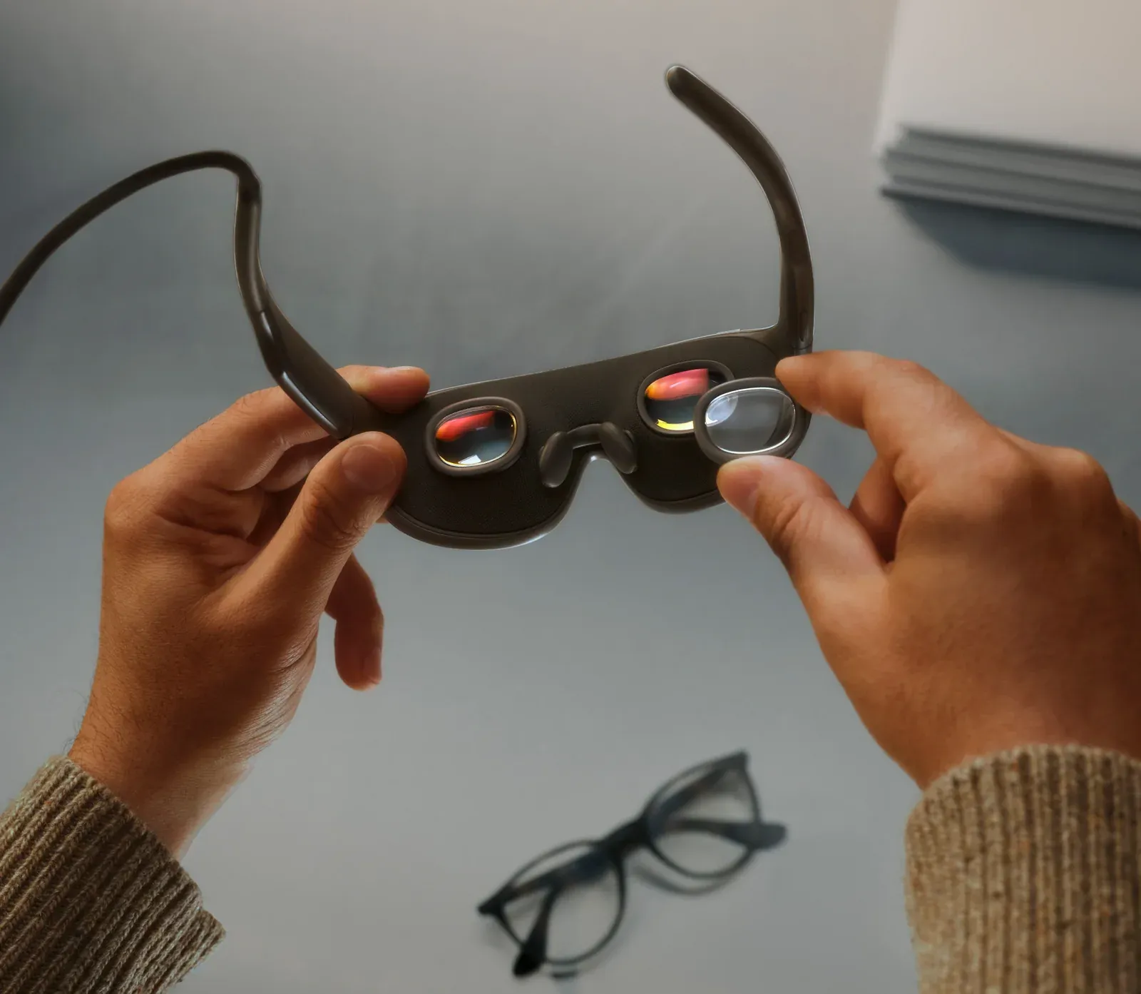 Soczewki pancake i wyświetlacze micro-OLED 2412×2288 w Meta VR Glasses