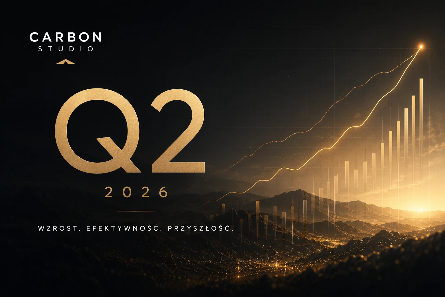 Wyniki Carbon Studio za I półrocze 2026 – grafika Q2 2026 ze wznoszącym się wykresem